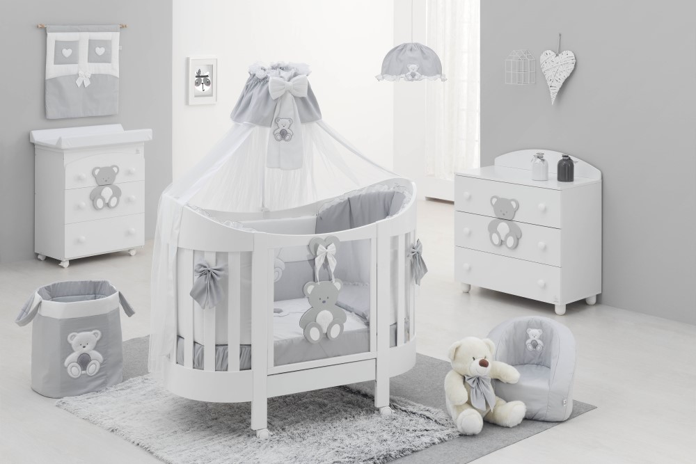 Oválna šedá postieľka Peluche